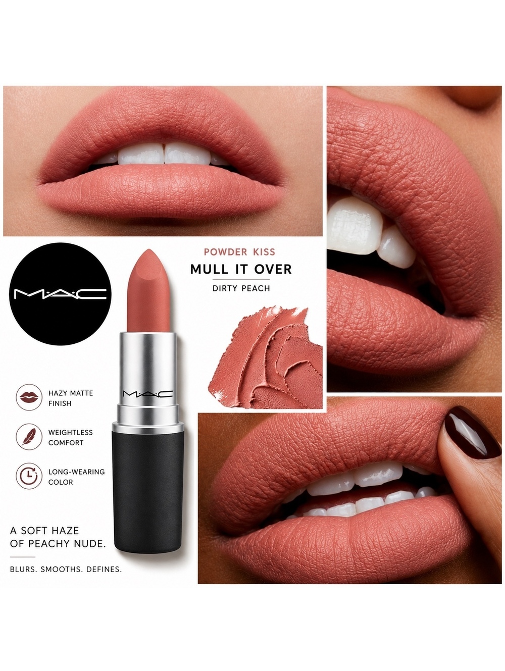 MAC Powder Kiss Lipstick 314 Mull It Over | Dirty Peach Nude - New In Box (NIB)